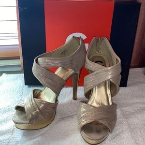 G by Guess Gold Platform Heels
